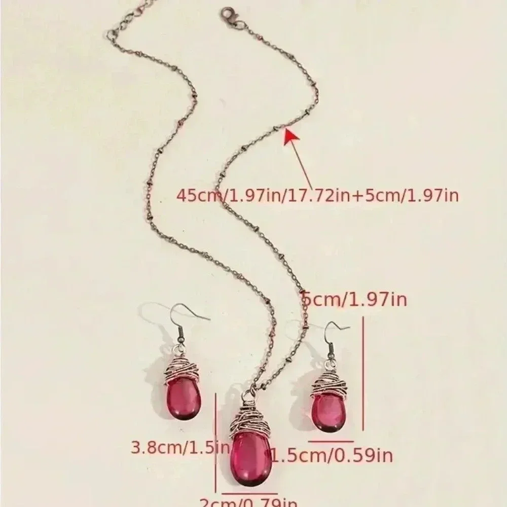 Water Drop Lantern Glass Jewelry Set